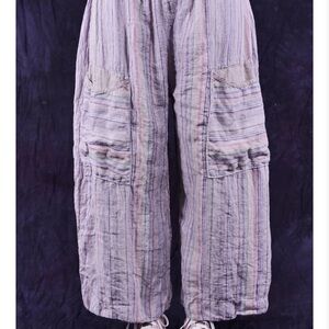 Blue Fish Relaxed Fit Multi Stripe Linen Mojo Pant in Rice Paper NWOT